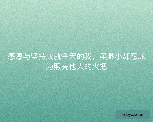 感恩与坚持成就今天的我,虽渺小却愿成为照亮他人的火把 感恩与坚持成就今天的我,虽渺小却愿成为照亮他人的火把