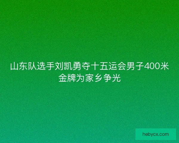 山东队选手刘凯勇夺十五运会男子400米金牌为家乡争光