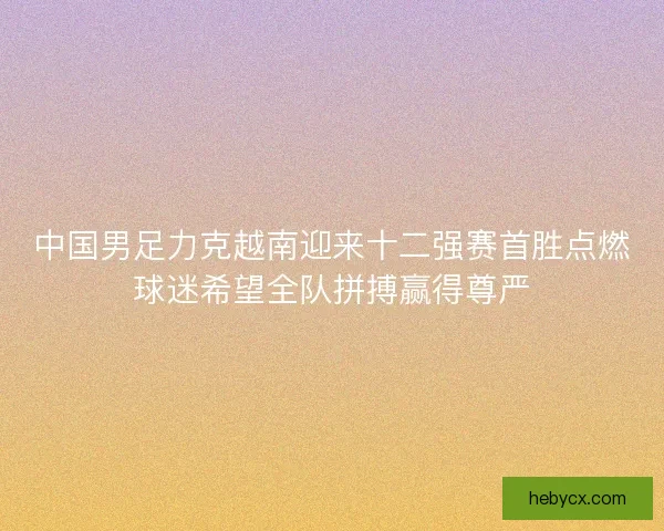 中国男足力克越南迎来十二强赛首胜点燃球迷希望全队拼搏赢得尊严